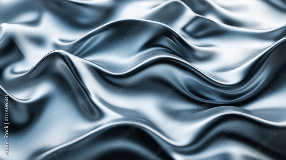 Obraz premium Abstract Wavy Silver Metallic Surface