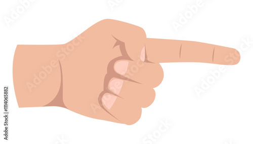 Pointing hand and finger - Hand gesture showing direction, isolated on white background in flat design vector illustration graphic