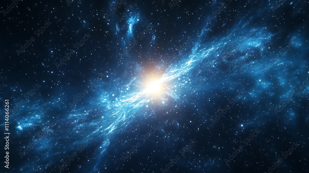 Obraz premium A serene edge-on galaxy with glowing central light and faint diffuse stars