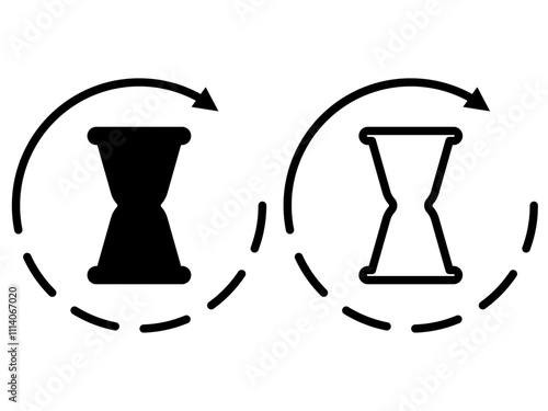 anti aging hourglass waiting slow time icon flat style pictogram for mobile app ui or ux, vector illustration logo symbol design sign, isolated on white editable