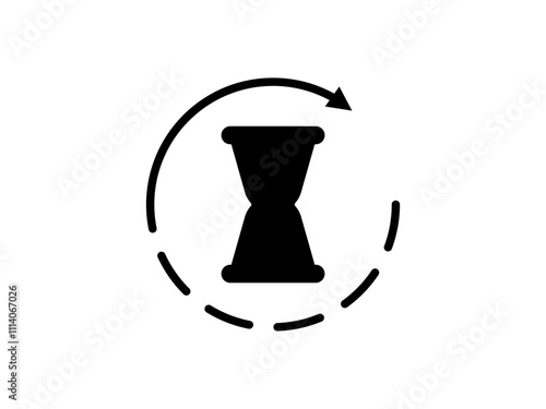 anti aging hourglass waiting slow time icon flat style pictogram for mobile app ui or ux, vector illustration logo symbol design sign, isolated on white editable