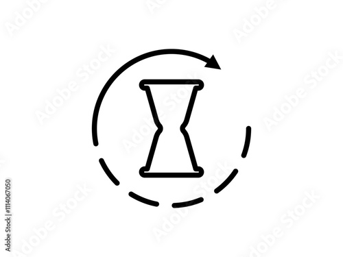 anti aging hourglass waiting slow time icon flat style pictogram for mobile app ui or ux, vector illustration logo symbol design sign, isolated on white editable