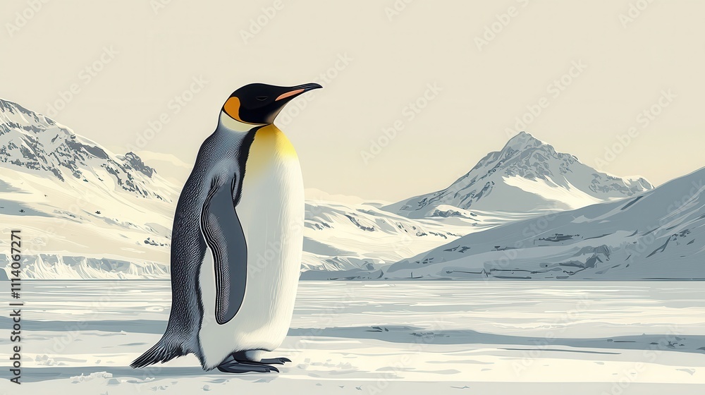 Fototapeta premium Majestic emperor penguin on white