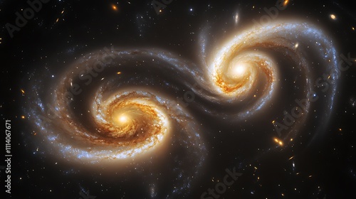 A cosmic dance of galaxies swirling toward one another in a gravitational embrace