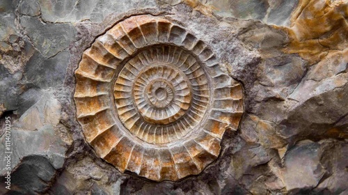 Ancient Ammonite Fossil Embedded in Stone