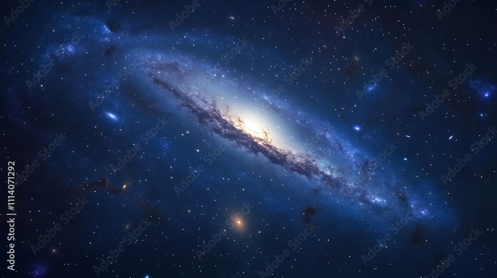 Fototapeta premium A serene galactic field with multiple faint galaxies visible across the deep sky