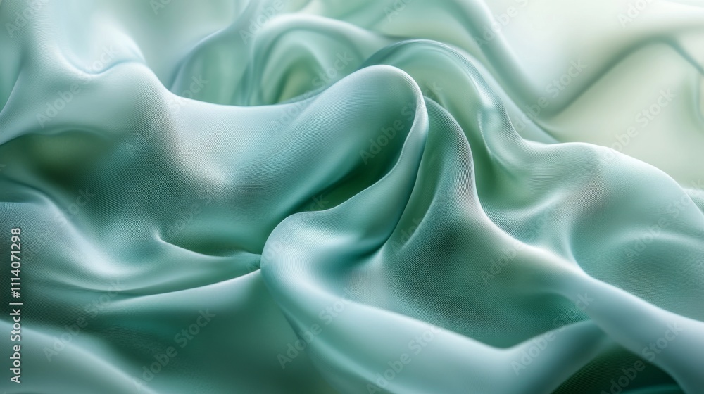 Obraz premium Abstract Close-Up of Flowing Aqua Fabric