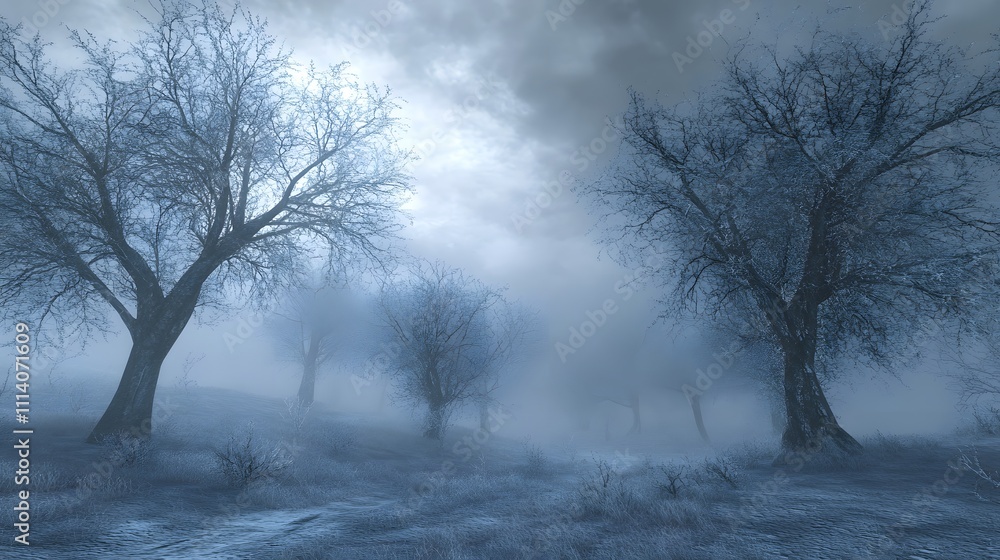 Winter tranquility spreads across a serene snowy landscape featuring Winter tranquility spreads across a serene snowy landscape featuring
