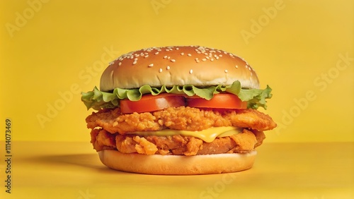 chicken burger in studio photo shoot