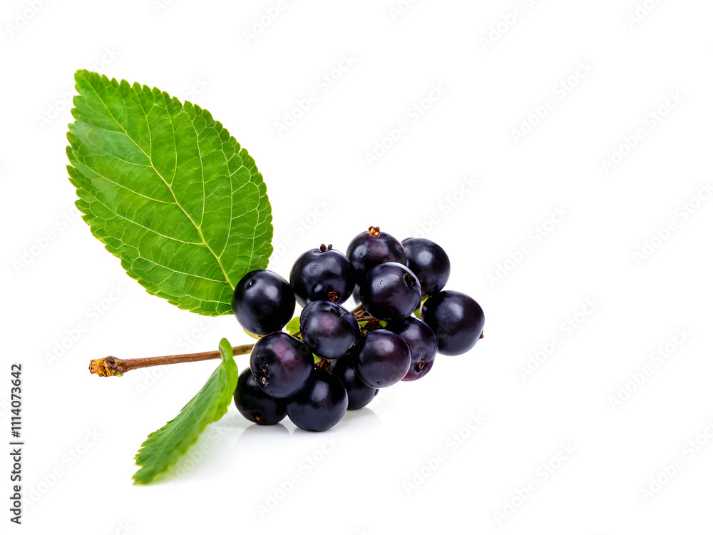 Branch of black chokeberry or Aronia melanocarpa isolated on white background
Branch of black chokeberry or Aronia melanocarpa isolated on white background