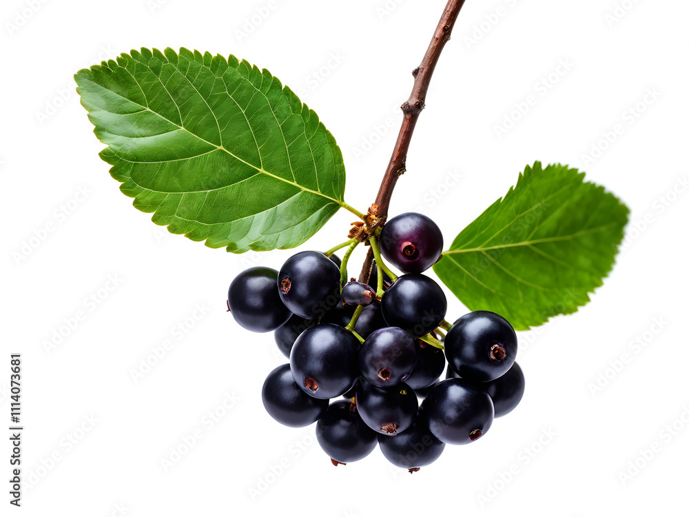 Branch of black chokeberry or Aronia melanocarpa isolated on white background
Branch of black chokeberry or Aronia melanocarpa isolated on white background