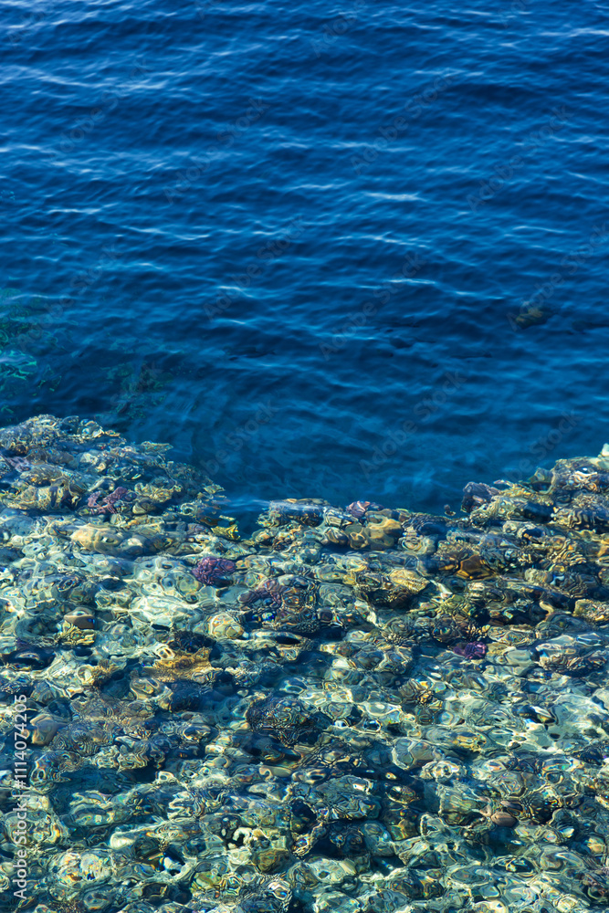 Obraz premium Red Sea Surface. Marine Background. Copy Space