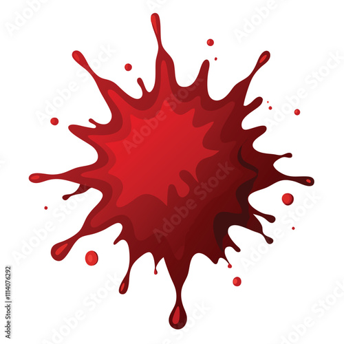 Realistic Bloodstain Splash – Dark Red Background. Isolated on White Background.