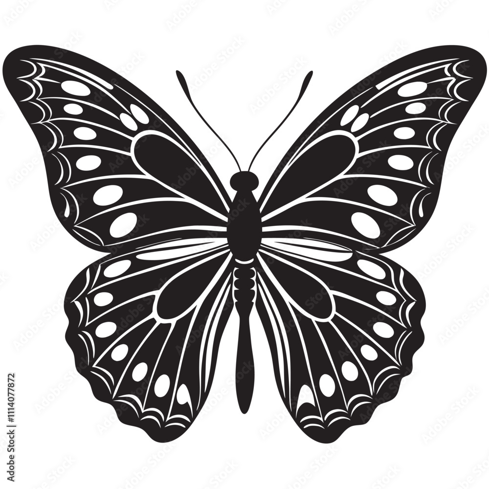 A black silhoutte butterfly linocut vector on a isoleted white background A black silhoutte butterfly linocut vector on a isoleted white background