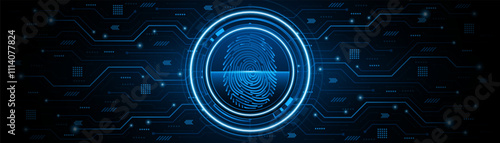 Abstract technology circuit board background. Fingerprint scanning cybersecurity concept. modern technology innovation concept background	