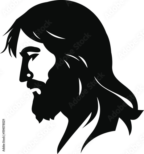 Jesus Christ silhouette looking down religious artwork Christian design vector graphic Christmas xmas eps ai