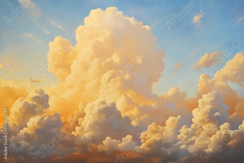 Peaceful Sky with Large Billowing Cumulus Clouds photo