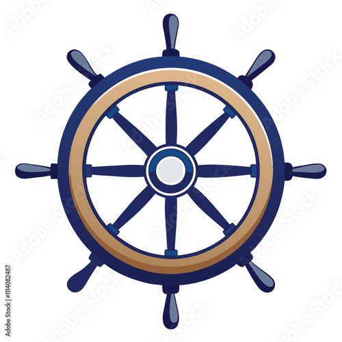 Ship Steering Wheel – Nautical Décor or Maritime Theme, Isolated on White Background.