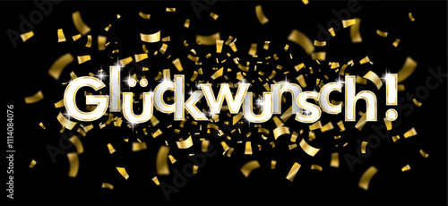 Glückwunsch Banner mit goldenem Konfetti