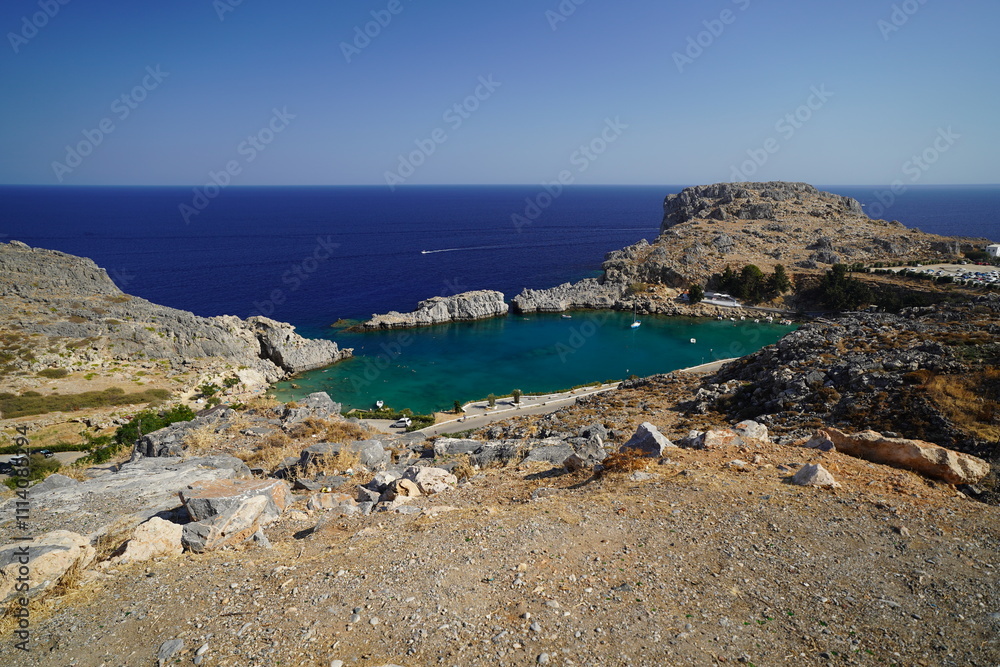 Saint Paul bay , rocky creek with blue water Saint Paul bay , rocky creek with blue water