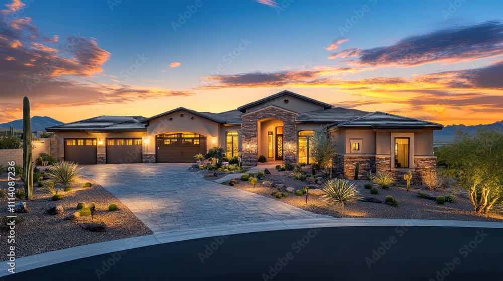 Luxury House in the Desert Sunset Luxury House in the Desert Sunset