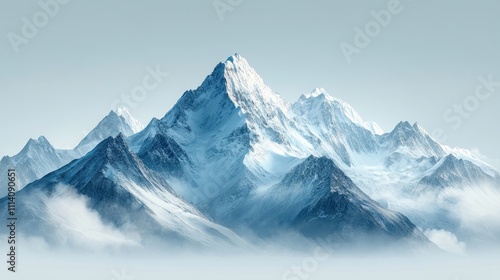 Snow-Covered Mountain Range in Winter on transparent