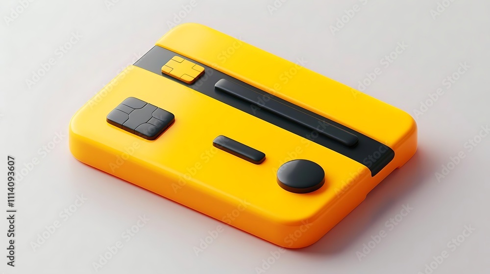 Yellow credit card 3D render, isolated on white background. Yellow credit card 3D render, isolated on white background.