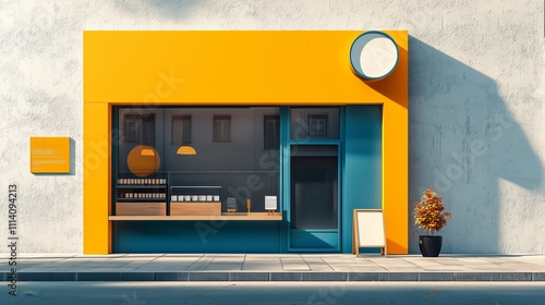 Bright Modern Coffee Shop Exterior with Colorful Design