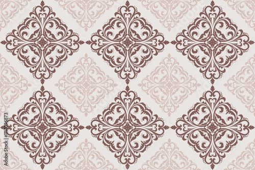 Damask patterns feature intricate, symmetrical motifs inspired by floral or ornamental designs. Often elegant and timeless, they are ideal for clothing, rugs, and home decor.