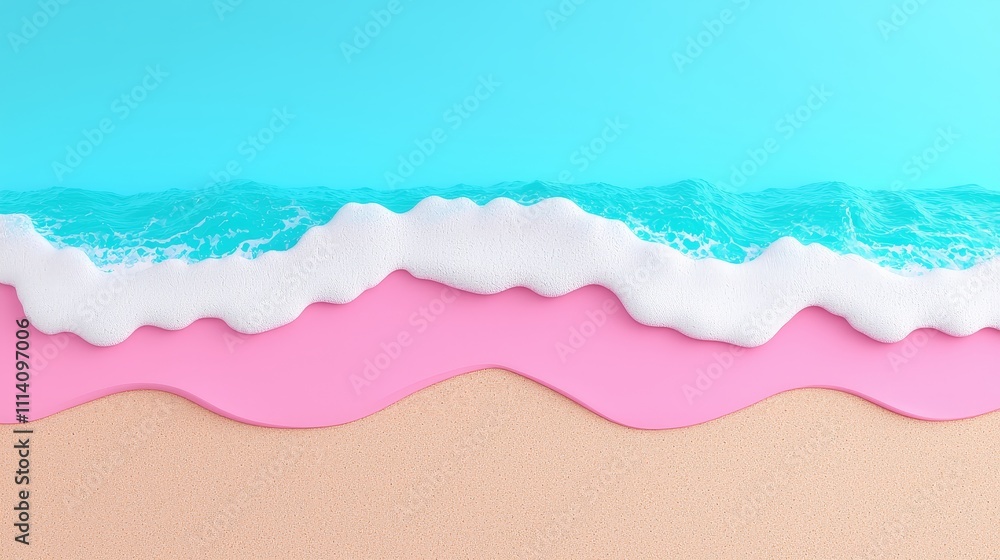 Fototapeta premium With a calm ocean and pastel sky, this serene beach scene invokes peace and tranquility.
