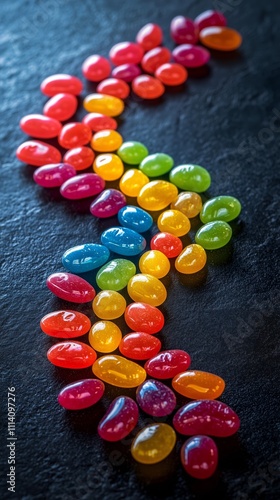 Colorful Jelly Beans Arranged in Creative Pattern on Surface photo