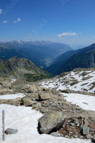 Majestic Mountain Range with Snow-Covered Peaks in the Italian Alps