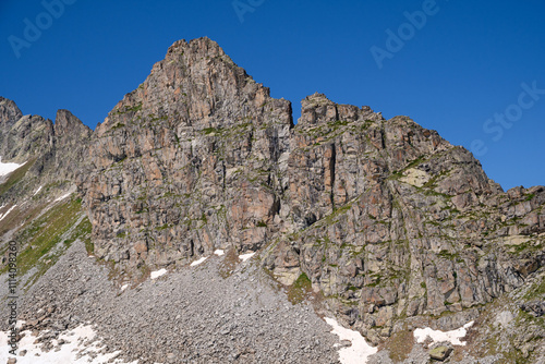 Rugged Mountain Peak with Rocky Cliffs