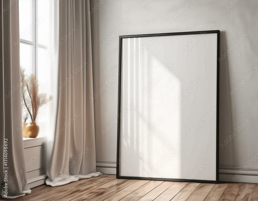 Fototapeta premium Realistic ISO A Wall Poster Mockup in a Chic and Modern Living Room Scene