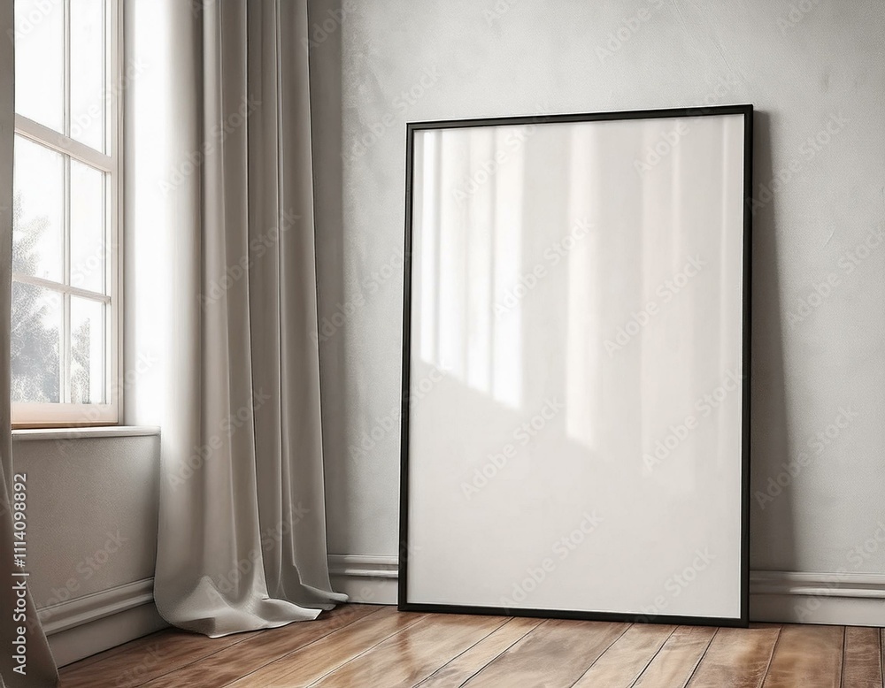 Fototapeta premium Chic Living Room Frame Mockup Showcasing ISO A Paper Size Wall Poster Design