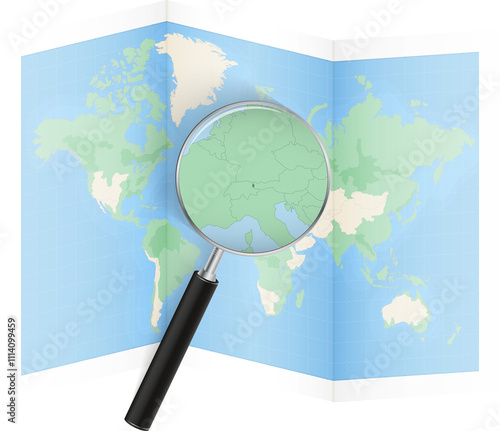 Magnified View of Liechtenstein on World Map