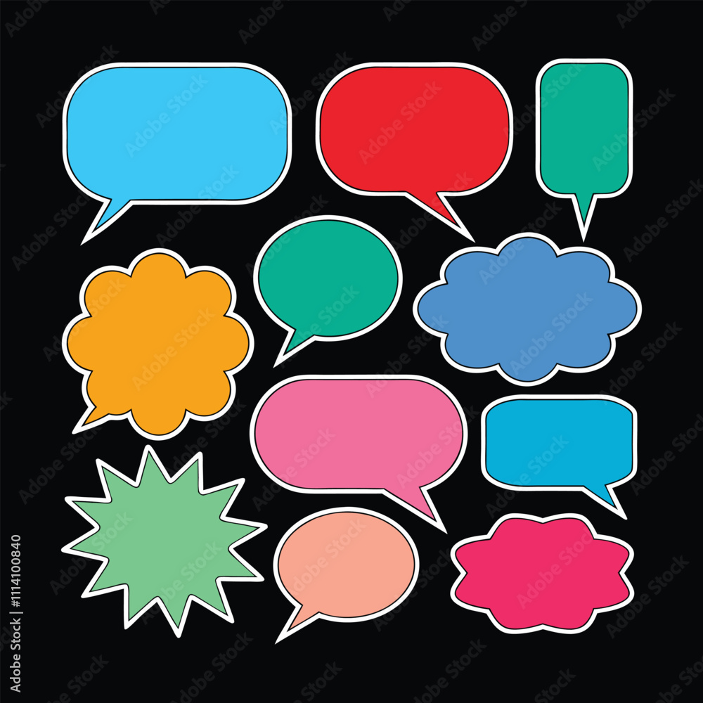 Modern Playful Speech Bubbles with Flat Color Layer Transitions. Modern Playful Speech Bubbles with Flat Color Layer Transitions.