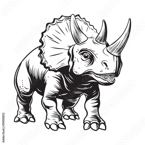 Vector Illustration Triceratops Dinosaur. Triceratops Dinosaur Vector Image isolated on white background