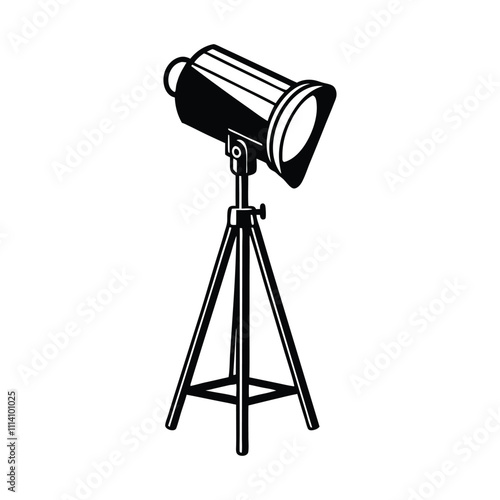Studio Flash Silhouette Vector Design Professional Photography Equipment, Camera Gear, and Lighting Tools
