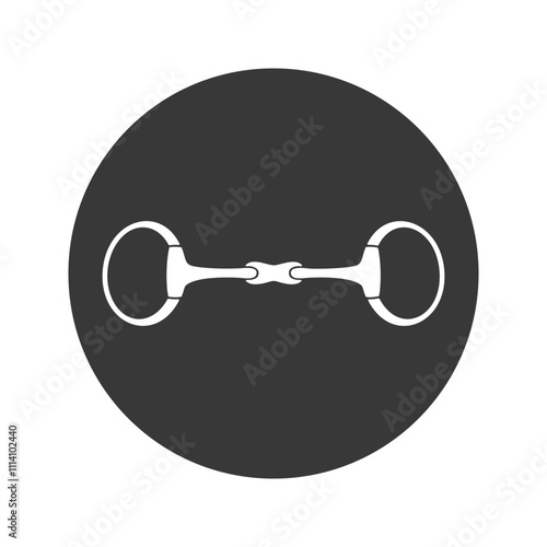 Horse bit icon in black and white isolated on a circular background