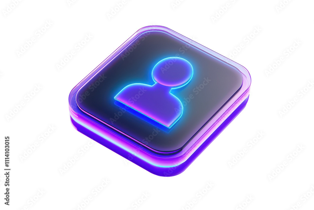 A glowing icon featuring a stylized human figure, set within a sleek, rounded square design. A glowing icon featuring a stylized human figure, set within a sleek, rounded square design.