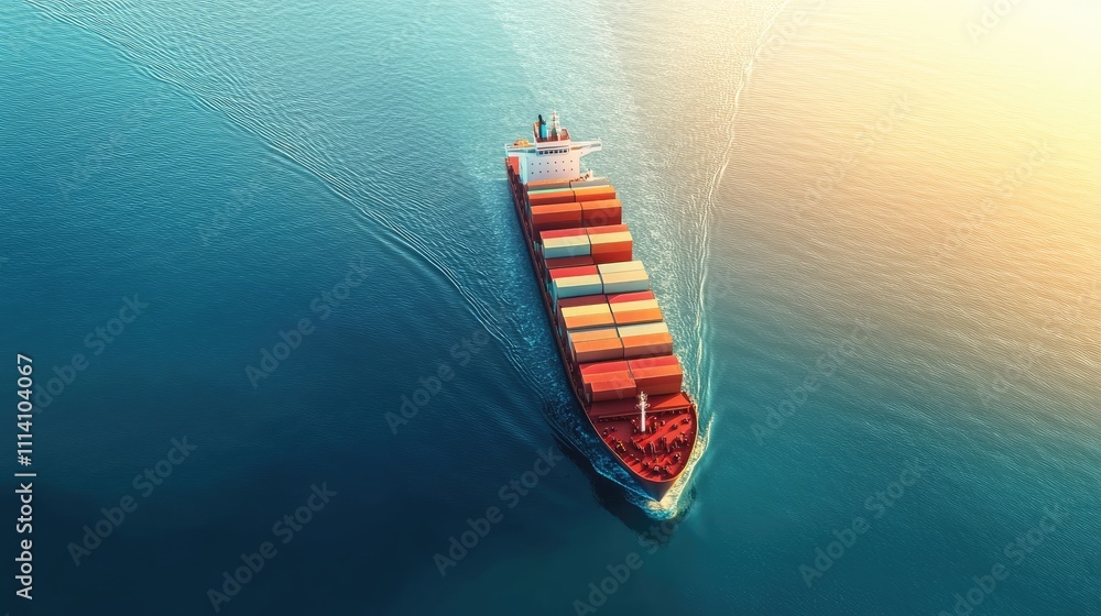 container ship in import export and business logistic.By crane ,Trade Port , Shipping.cargo to harbor.Aerial view.Water transport.International.Shell Marine.Top view container ship in import export and business logistic.By crane ,Trade Port , Shipping.cargo to harbor.Aerial view.Water transport.International.Shell Marine.Top view