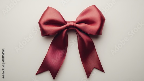 Knotted red satin ribbon bow on a clean background, perfect for gift wrapping and decoration