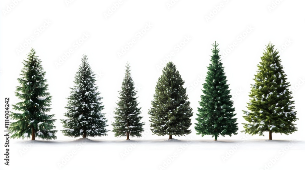Obraz premium collection of christmas trees isolated with white background