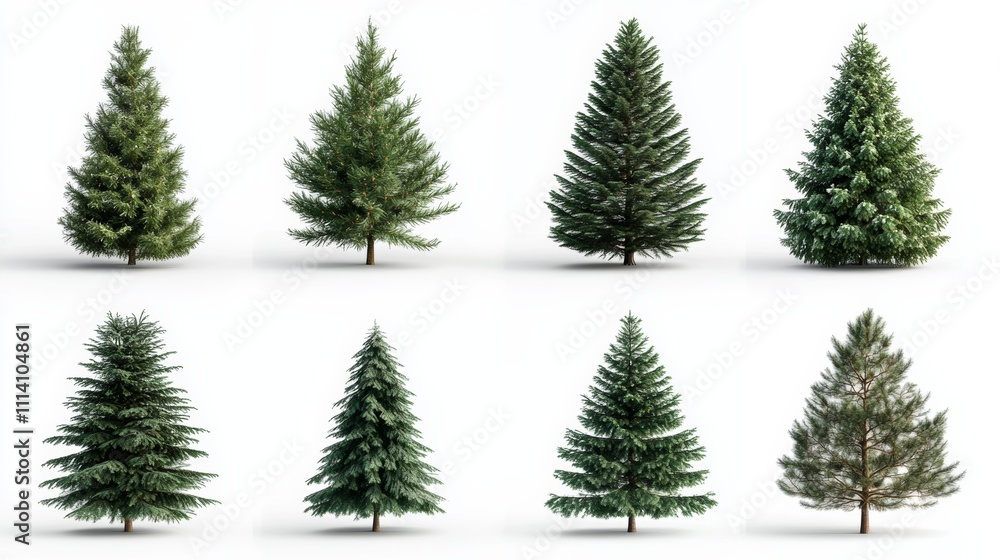 Obraz premium collection of christmas trees isolated with white background