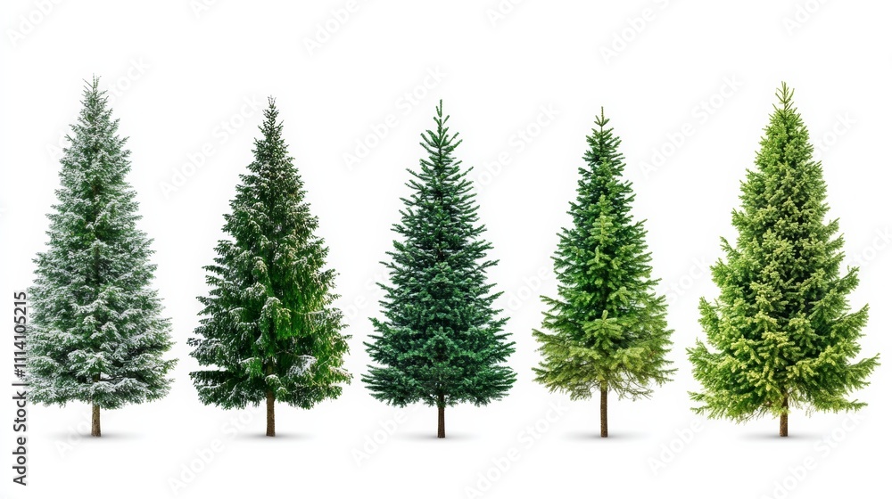 Obraz premium collection of christmas trees isolated with white background