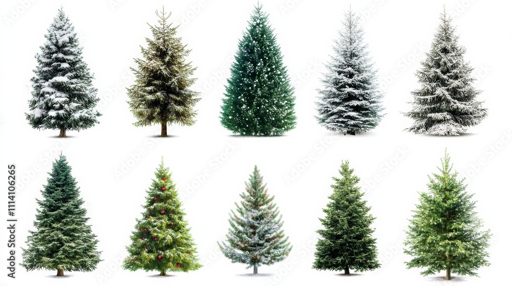 Fototapeta premium collection of christmas trees isolated with white background
