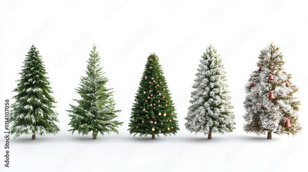 Obraz premium collection of christmas trees isolated with white background