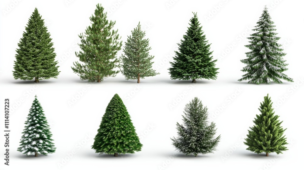 Obraz premium collection of christmas trees isolated with white background