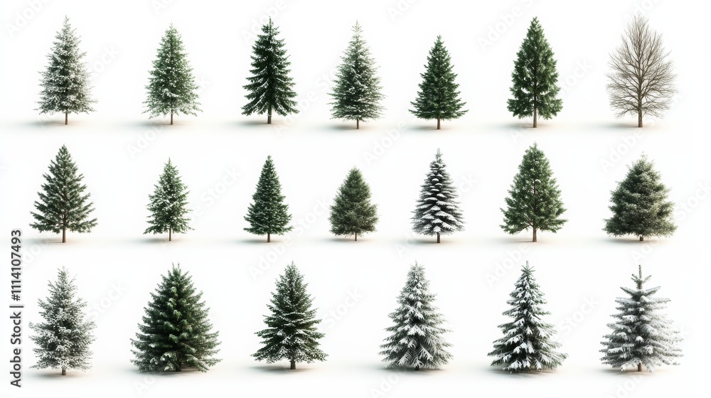 Obraz premium collection of christmas trees isolated with white background